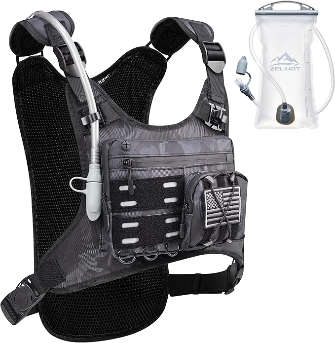 Running Vest with 2L Water Bladder, USA Original Patent, Lightweight Adjustable by Zelvot