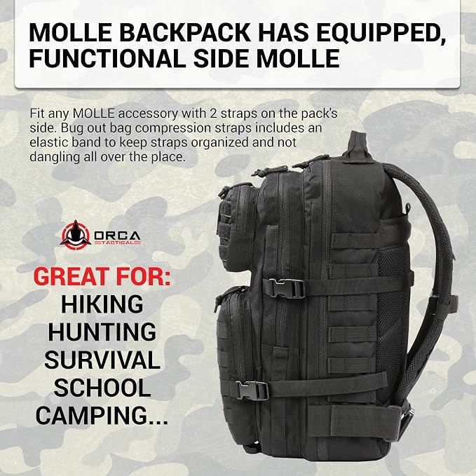 Backpack 40L Large Military 1 to 3 Day Molle Assault Pack Rucksack Army Bag - Image 6