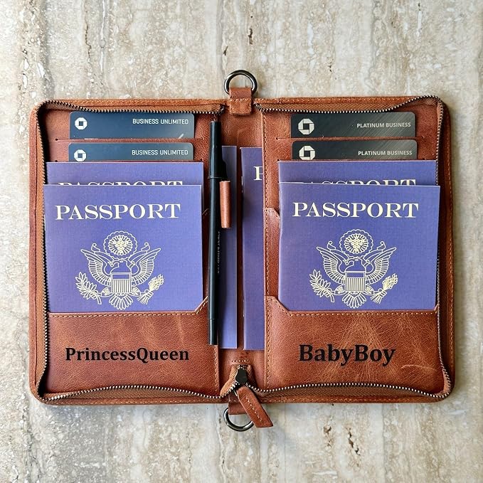 Personalized Leather Passport Holder, Handmade Travel Wallet - Image 2