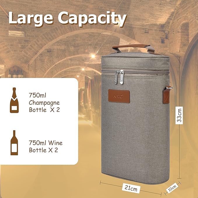 Tirrinia 2 Bottle Wine Gift Tote Carrier - Image 7