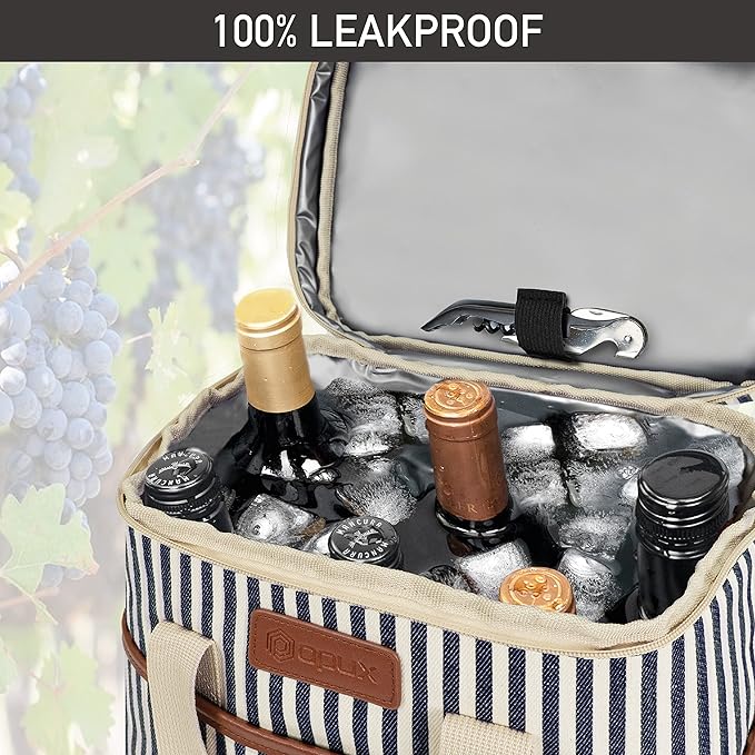 opux 6 Bottle Carrier Tote | Insulated Padded Wine Cooler Bag - Image 5