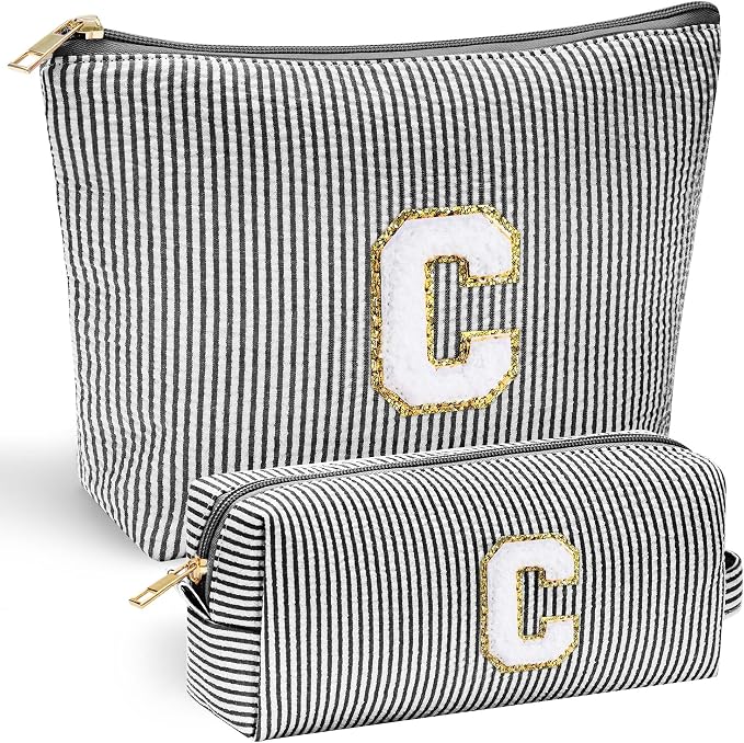 YOOLIFE Initial Personalized Preppy Makeup Bag by YOOLIFE