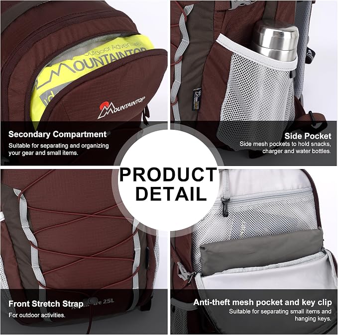 MOUNTAINTOP 25L/40L Hiking Backpack, Lightweight Travel Backpack - Image 6