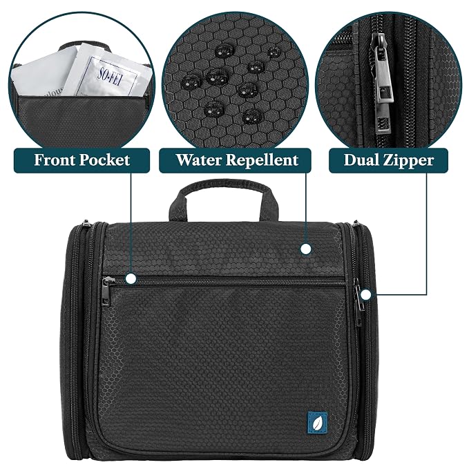 PAVILIA Large Hanging Toiletry Bag Travel Bag Women Men, Cosmetic Organizer - Image 4