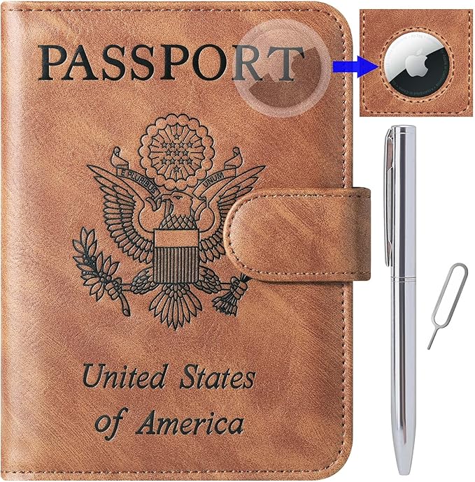 Airtag Passport Holder Cover Wallet Travel Essentials Leather Rfid Blocking by LOHASLIFE