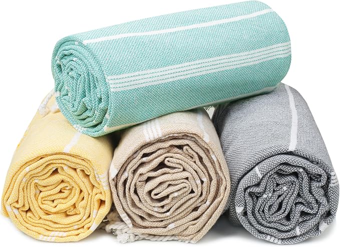 HILLFAIR Cotton Turkish Beach Towels, Quick Dry Lightweight Sand Free Peshtemal - Image 7
