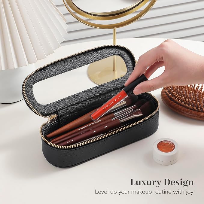 Aveniee Slim Clear Makeup Brush Bag, Small Cosmetic Brush Holder, Mini Toiletry - Image 2