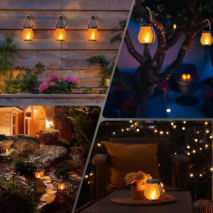 Kaliqo Solar Lantern Outdoor Lights Solar Lantern Waterproof Flickering Flame - Image 7