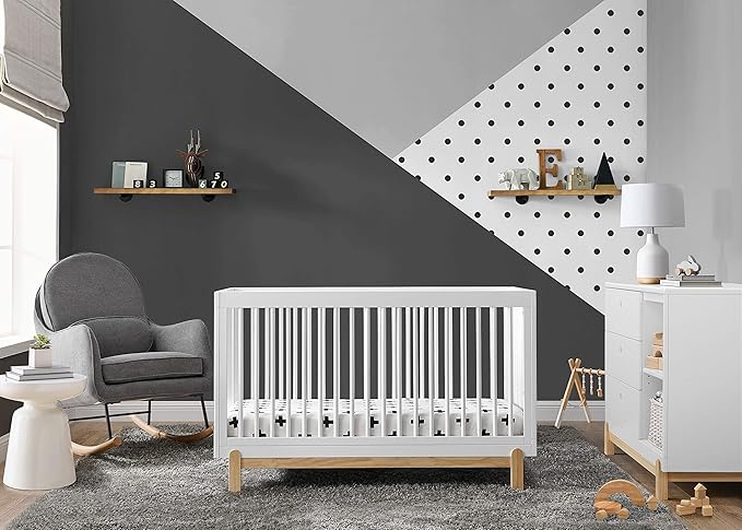 Delta Children Poppy 4-in-1 Convertible Crib, Bianca White/Natural - Image 2