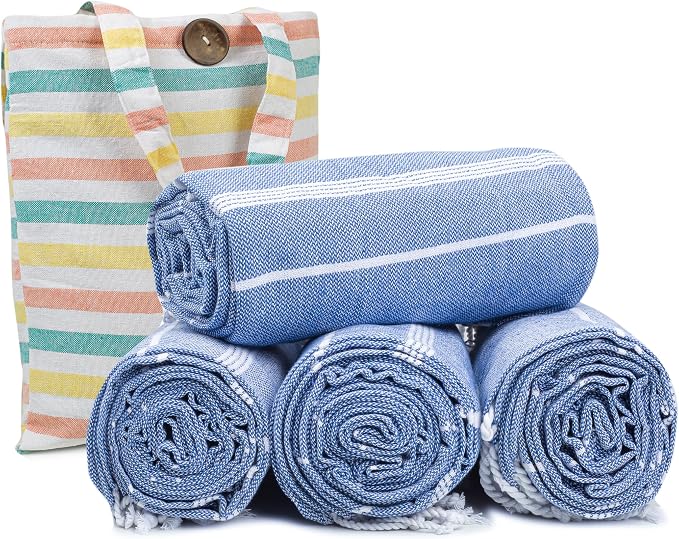 HILLFAIR Cotton Turkish Beach Towels, Quick Dry Lightweight Sand Free Peshtemal by HILLFAIR