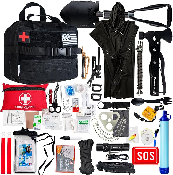 Emergency Survival Kit with First Aid Gears and Supplies by Azzcony
