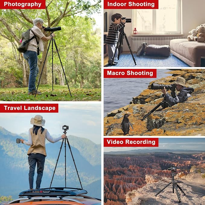 Tripod for Camera, 83 inch DSLR Tripods & Monopods, Aluminum Heavy Duty Tripod - Image 5