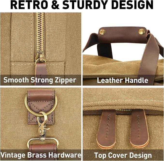 60L Duffle Bag for Men, Nomad Waxed Canvas Travel Duffel Bag Vintage Genuine - Image 5