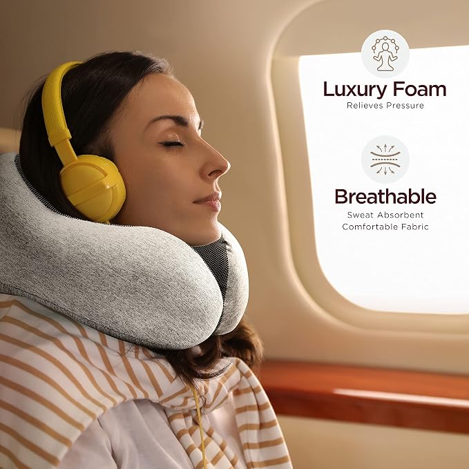 Airplane Neck Pillow Includes Travel Pillow + Airplane Phone Holder Mount + Eye - Image 4