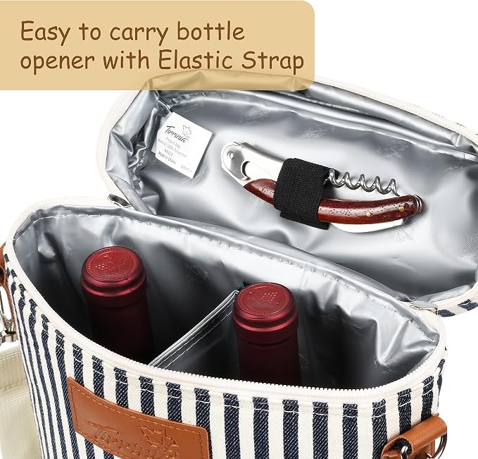 Tirrinia 2 Bottle Insulated Wine Tote Carrier - Image 3