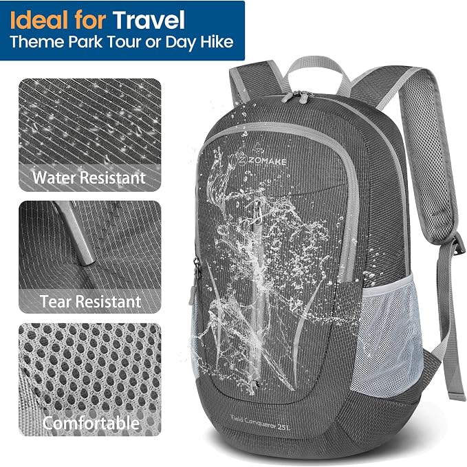 ZOMAKE Ultra Lightweight Packable Backpack 25L, Foldable Hiking Backpacks Water - Image 4