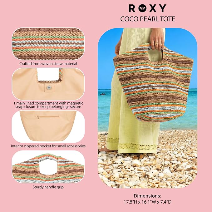 Roxy Women's Beach Tote Bag | Travel | Vacation | Straw | Lightweight | - Image 7
