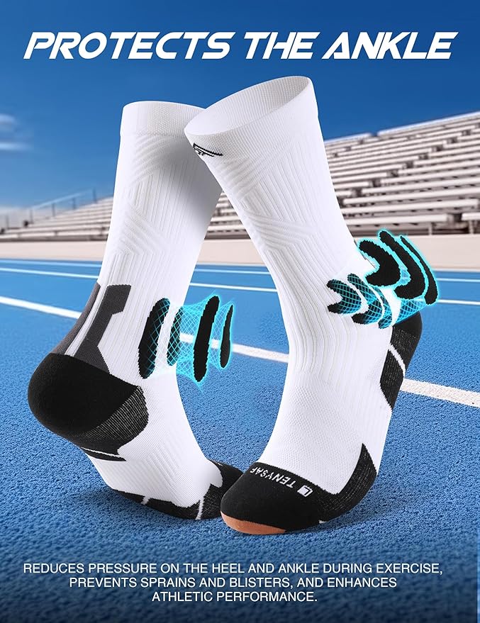 Men's Compression Running Socks: Coolmax Athletic Crew Socks Moisture Wicking - Image 4