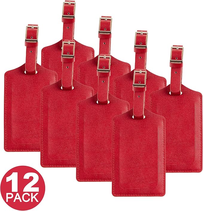 8 Pack Leather Luggage Travel Bag Tags by Travelambo by Travelambo
