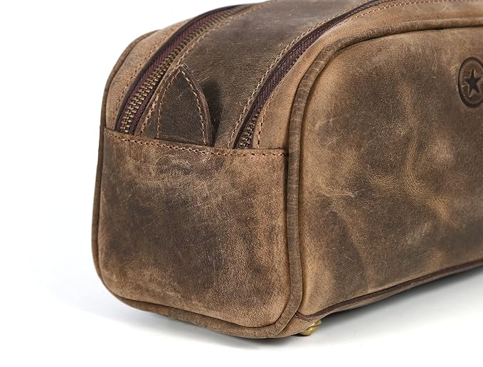 10" Premium Leather Toiletry Travel Pouch - Image 9