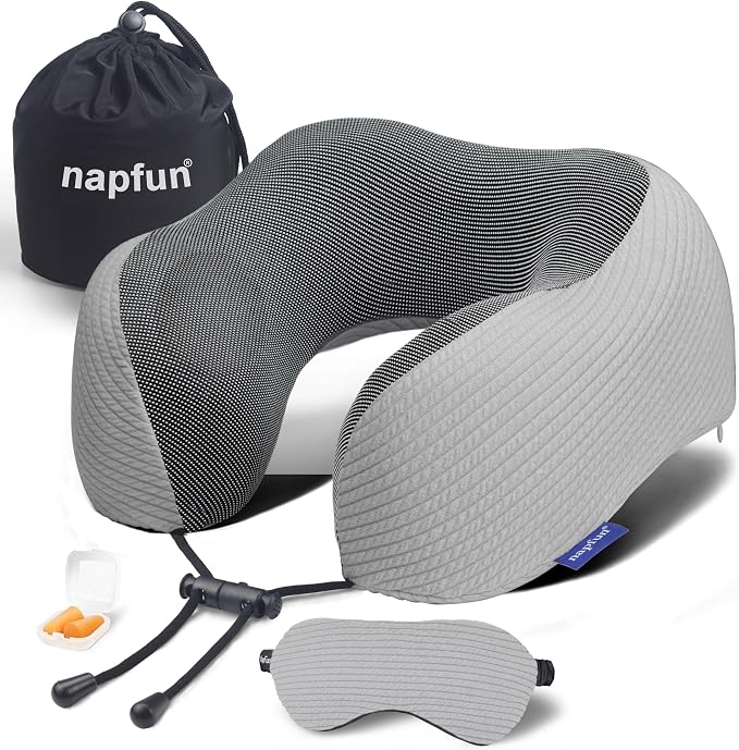 napfun Neck Pillow for Traveling, Upgraded Travel Neck Pillow for Airplane 100% by NAPFUN