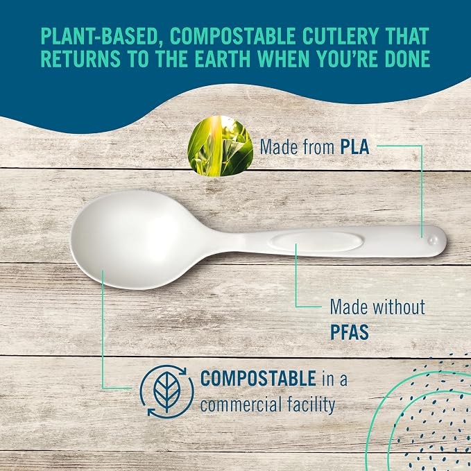 Preserve Compostable Soup Spoon, Made in USA, Medium Weight Cutlery - Image 2