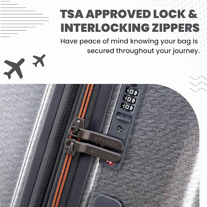 Spyder Traverse 3 Piece Luggage Set, 360° Spinner Wheels, TSA Approved Lock - Image 6