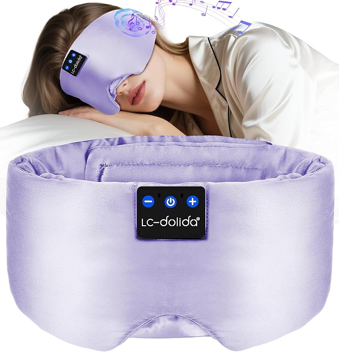 LC-dolida Luxurious Silk Soft Sleep Mask, Sleep Headphones by LC-dolida