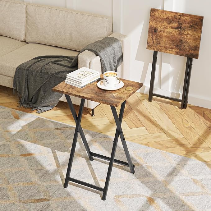 Foldable TV Trays, Small Folding Table, TV Trays Set of 2, TV Dinner Tray - Image 4