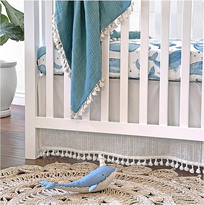 Crane Baby Ocean Crib Sheet, 100% Cotton Fitted Sheet, Crib Sheets - Image 3
