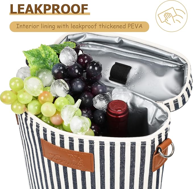 Tirrinia 2 Bottle Insulated Wine Tote Carrier - Image 2