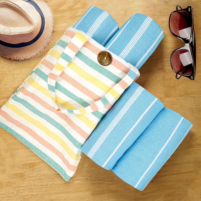 HILLFAIR Cotton Turkish Beach Towels, Quick Dry Lightweight Sand Free Peshtemal - Image 3