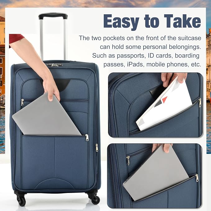 Merax Softside Luggage Set Softshell Lightweight 3 Piece Spinner Suitcase - Image 7