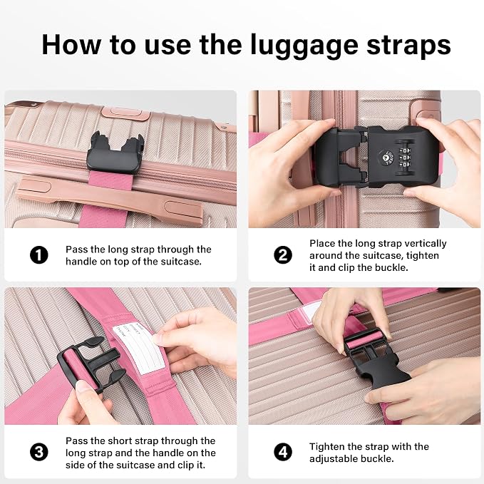 Luggage Straps, 2 Pack Adjustable Heavy Duty Cross Suitcase Straps - Image 7