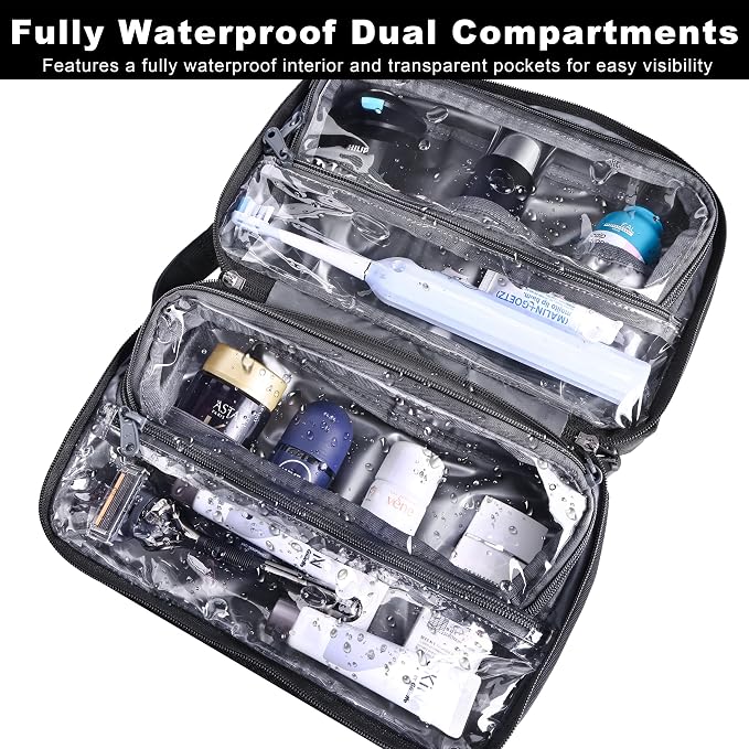 Toiletry Bag for Men, YKK Zippers Hanging Bathroom Shower Hygiene Bag - Image 4
