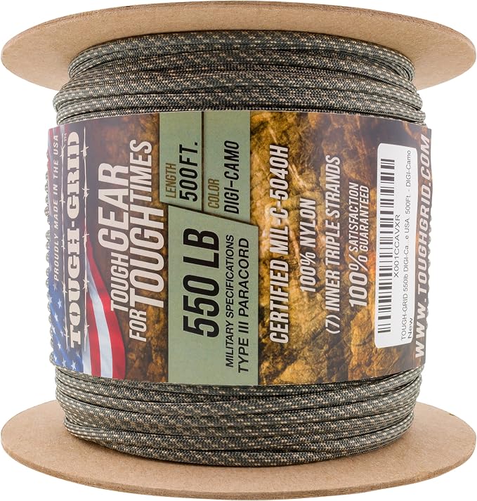 TOUGH-GRID 550 Paracord Rope Nylon Parachute Cord, Made in USA Survival Kit - Image 3