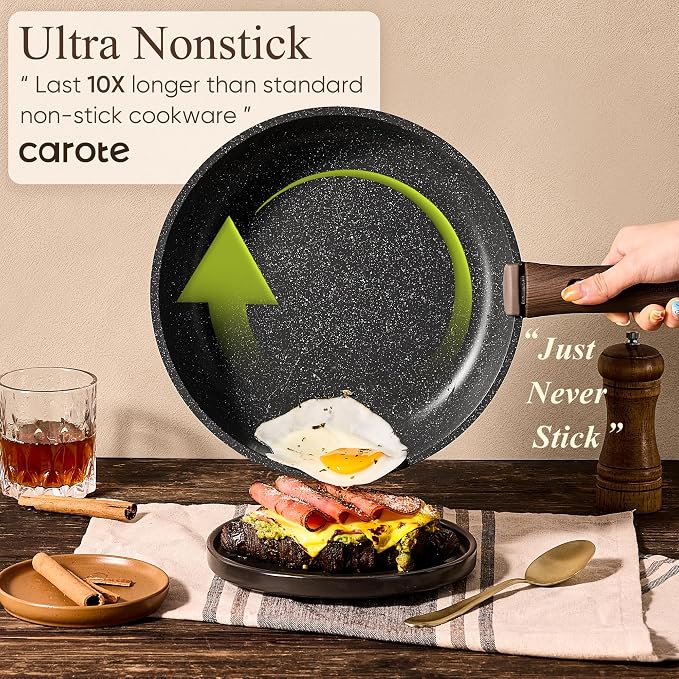 CAROTE 17pcs Pots and Pans Non Stick, Cookware Sets Detachable Handle, - Image 3