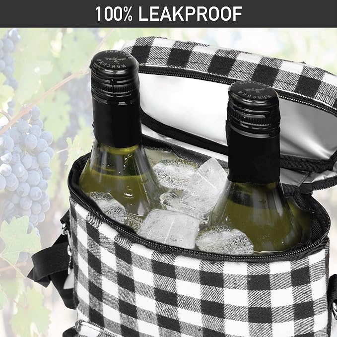 Opux 2 Bottle Wine Tote Carrier, Insulated Cooler Bag - Image 5