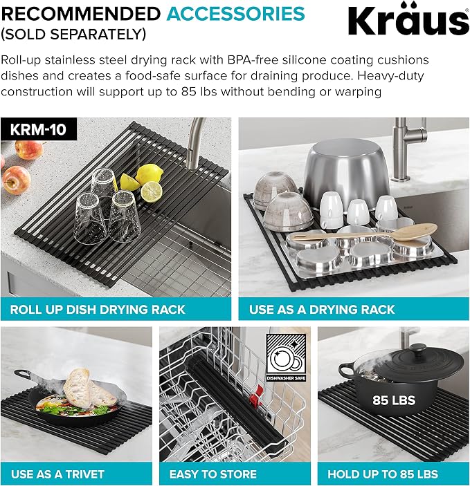 KRAUS Dex 17-inch Undermount 16 Gauge Stainless Steel Single Bowl Kitchen Sink - Image 10