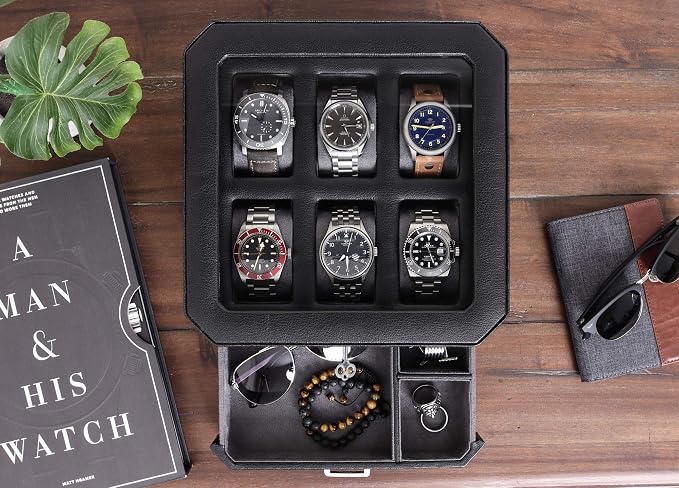 ROTHWELL 6 Slot Leather Watch Box - Image 4