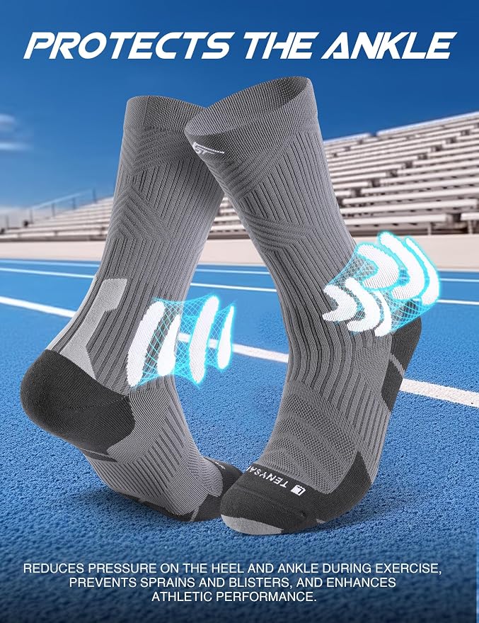 Men's Compression Running Socks: Coolmax Athletic Crew Socks Moisture Wicking - Image 4