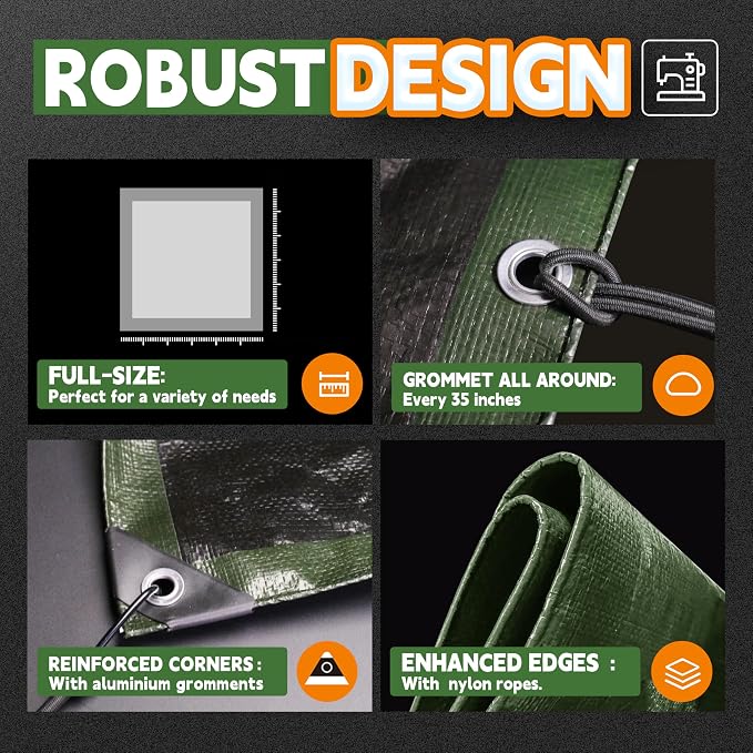 6x8 Feet Tarp Waterproof, Small Tarps, 9Mil Thick, Finished Size Tarps - Image 4