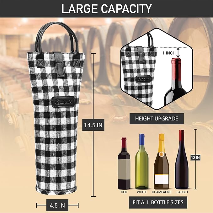 OPUX Wine Bag Single Bottle Carrier Tote, Insulated Travel Wine Cooler Bag - Image 3