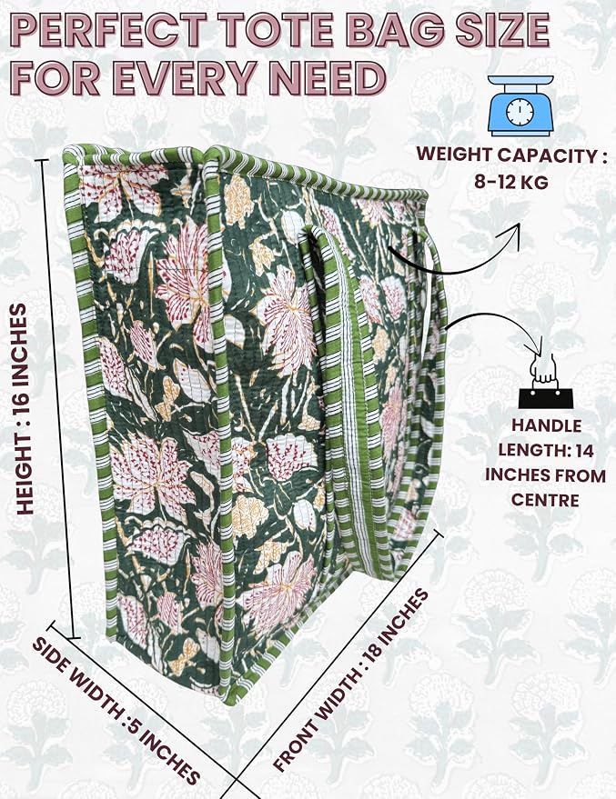 Cotton Quilted Tote Bag for Women – Large Beach & Travel Tote - Image 5