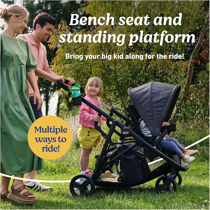 Graco Ready2Grow 2.0 Double Stroller Features Bench Seat and Standing Platform - Image 3