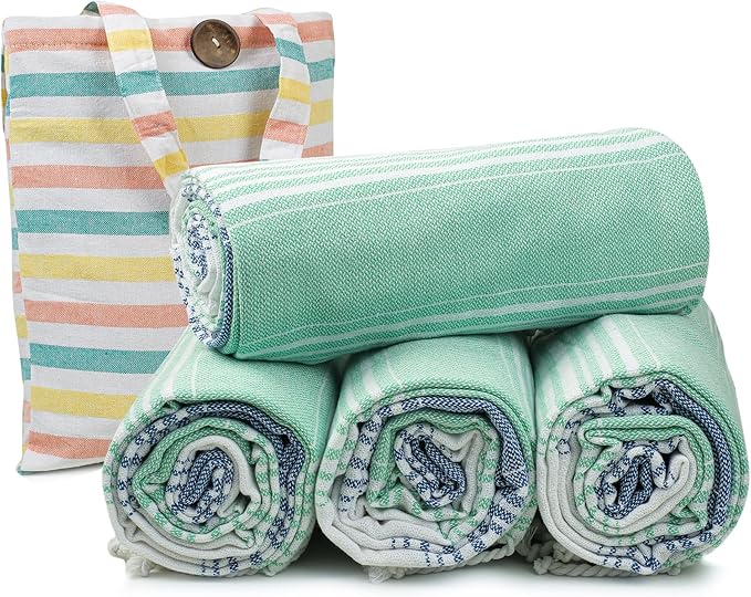 HILLFAIR Cotton Turkish Beach Towels, Quick Dry Lightweight Sand Free Peshtemal by HILLFAIR