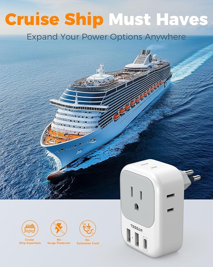 TESSAN Brazil Plug Adapter 2 Pack, 7 in 1 US to Brazil Power Adapter - Image 7