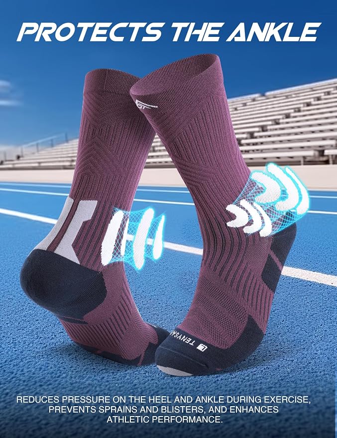 Men's Compression Running Socks: Coolmax Athletic Crew Socks Moisture Wicking - Image 4