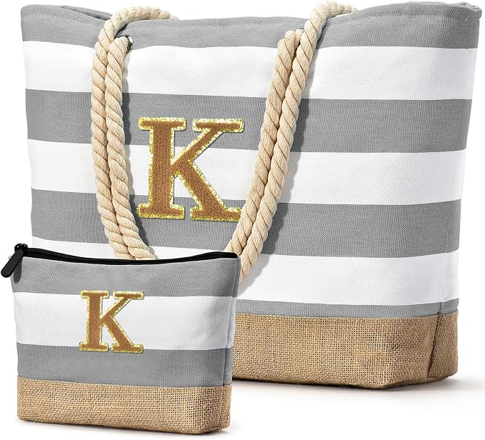 Becokan Beach Bag Initial Beach Tote by BecokanBeachBagSpecialist