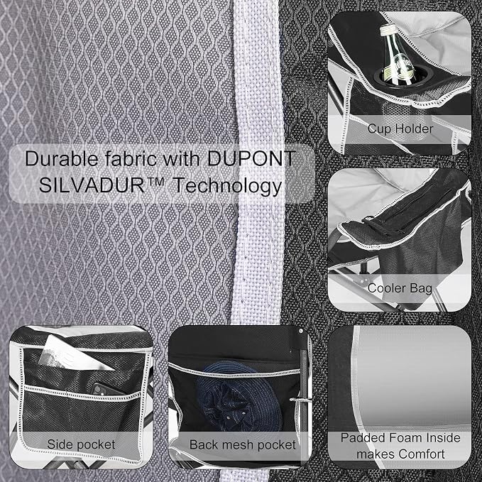 Padded Camping Chairs for Adults, Oversized Folding Outdoor Chairs, Weight - Image 4